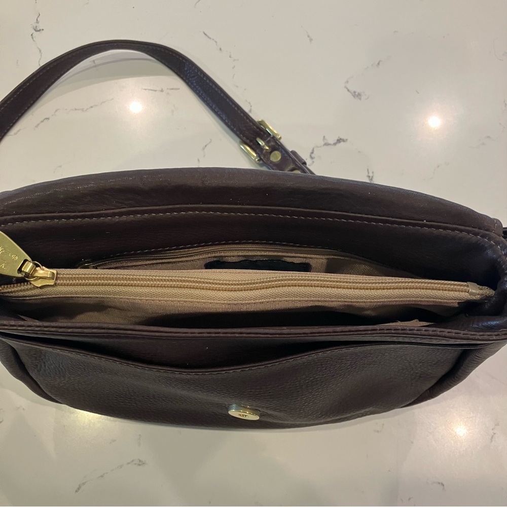 Libaire Beautiful Vintage Brown Pebbled Leather Crossbody Bag Shoulder Purse USA - Picture 10 of 15